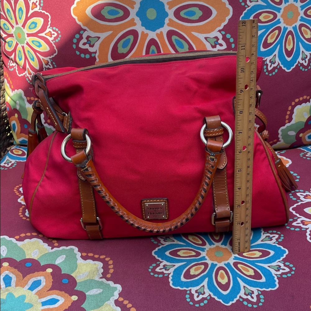 πππDooney & Bourke Coated Canvas Satchel with Tan Leather Accents - Picture 7 of 15